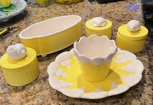 Plato de porcelana Fitz And Floyd Coquille amarillo blanco concha marina tarros platos usados en excelente estado - Imagen 1 de 14