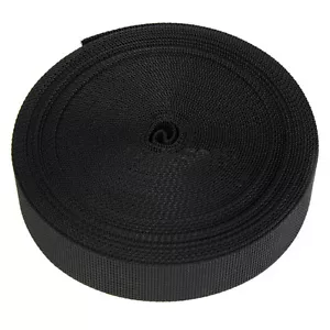 1" Inch Wide Black Nylon Heavy Webbing Strap Thick Knapsack Belt 10 Meters - Bild 1 von 4