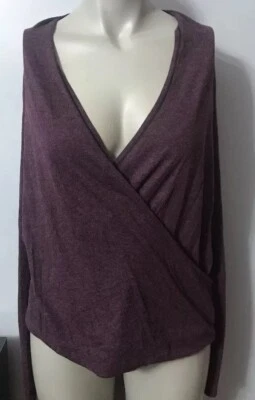 Lucy Wrap-Front Top Purple Black Long Sleeve Mat to Meeting Women's SP - Image 1 of 4