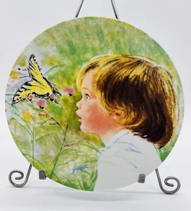 VINTAGE FRANCES HOOK COLLECTORS PLATE WONDERMENT BOY AND BUTTERFLY 1986 #2262B - Picture 1 of 9