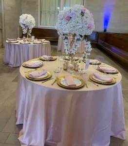 MANTEL REDONDO DE POLIÉSTER BLUSH 132" Suministros de catering para bodas de alta calidad - Imagen 1 de 3