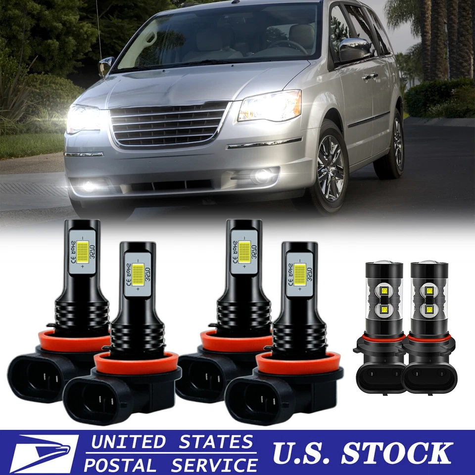 Lâmpadas de neblina combo 6x faróis de LED para Chrysler Town & Country 2008-2009 - Imagem 1 de 4