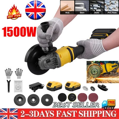 CUTEVER 21V 125mm Cordless Angle Grinder Brushless with 1/2 Battery & Charger Kit UK