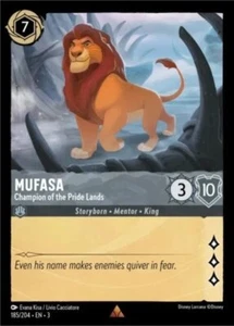 x1 Mufasa - Champion of the Pride Lands - 185/204 - Rare Lorcana Into the Inklan - Picture 1 of 1