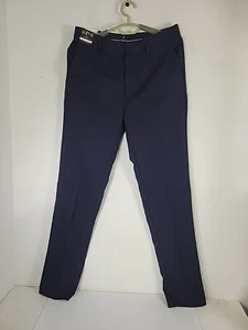 Haggar Stretch Gabardine Dress Pants Mens Midnight Blue Size 32x34 Slim Fit New - Picture 1 of 12