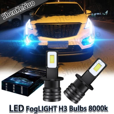 H3 LED 8000k Ice Blue Fog Driving Light Lamp Bulbs For Cadillac STS 2005 - 2011 - Image 1 of 4