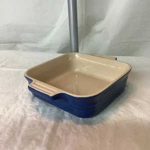 LE CREUSET 12-20 STONEWARE DOUBLE HANDLE SQUARE CASSEROLE BLUE 6”x 6” - Picture 1 of 8