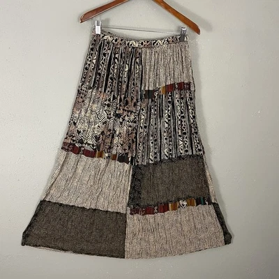 Винтажная маленькая макси-юбка Carole 8 пэчворк гофрированная крестьянская прерия коттедж цыганская - Изображение 1 из 4
