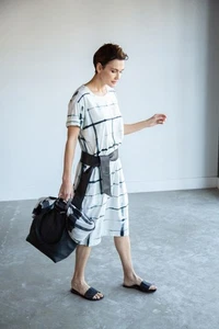 Jarbo Mujer Camiseta Maxi VESTIDO SOLA EN ALGODÓN SHIBORI SLUB S $338 - Imagen 1 de 4