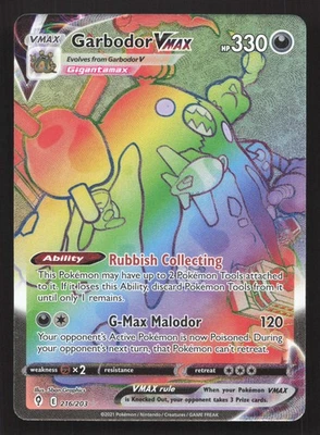 Pokemon Garbodor VMAX (Secret) 216/203 Secret Rare SWSH07: Evolving Skies NM - Image 1 of 2