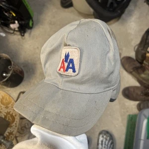 American Airlines Vintage Quilted Ear Flaps Cap Hat Work Costume Stained Prop - Picture 1 of 7