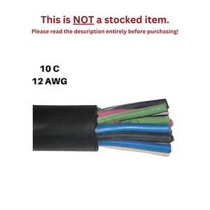 FESTOON CABLE, ROUND SOOW CABLE 12 AWG, 10 CONDUCTOR, BLACK, 1 FT. - Picture 1 of 1