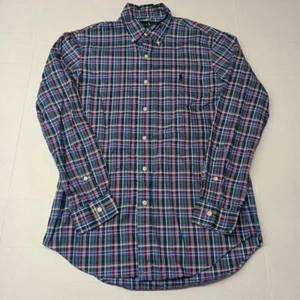 Polo Ralph Lauren Button Down Shirt Men's S Small Blue Red Plaid Preppy Pocket - Picture 1 of 8