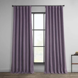 1 Panel Iris 120"L x 50"W Linen Darkening Curtains For Bedroom Living Room - Picture 1 of 10