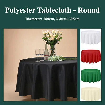 Round Polyester Tablecloth 200GSM Wedding Event Party Banquet Tableware Covers  - image 1 of 2