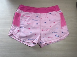 Champion Athletic Shorts Size Youth Girls 5/6 Light Pink With Logo All Over - Picture 1 of 4