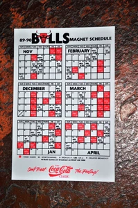 1989-90 CHICAGO BULLS NBA BASKETBALL MAGNET SCHEDULE - COCA COLA CLASSIC - Picture 1 of 1