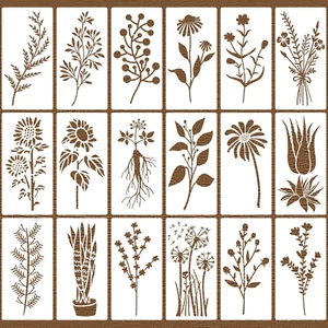 18 Pieces Stencils for Painting Leaves Plants Templates Flower Craft Stencil Reu - Picture 1 of 12