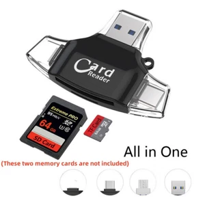 4-in-1 SD/TF Kartenleser Micro SD USB 2.0 OTG Adapter für iPhone 13 Pro Max Mini - Afbeelding 1 van 7