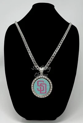 San Diego Padres City Connect Swag Chain - 2.5 & 4 Inch Silver Spinning Necklace - Image 1 of 4