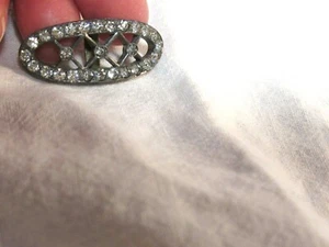 Vintage Deco Silveroid F & Co. Small Rhinestone Sash Buckle Sweet! - Picture 1 of 8