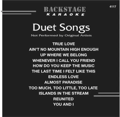DUETS SONGS Karaoke CD+G 12 Tracks Backstage #4117 New  in ORGINAL Black Sleeve - Image 1 of 2