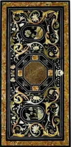 4'x2' black coffee center marble table top inlay malachite mosaic decor C29 - Picture 1 of 4
