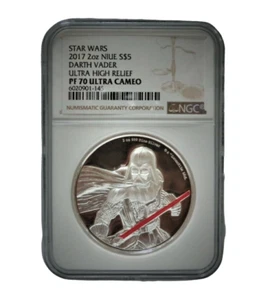 2017 2oz NIUE Silver $5 Darth Vader Ultra High Relief NGC PF 70 Ultra Cameo⭐V7⭐ - Picture 1 of 7