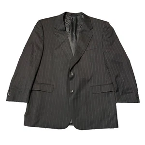 Burberry London Mens Wool Blazer 46 R Sport Coat Black Pinstripe USA Union Made - Picture 1 of 19