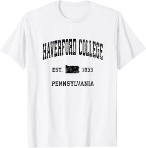 Haverford College Pennsylvania PA Vintage Athletic Black Spo T-Shirt Hoodie - Picture 1 of 12