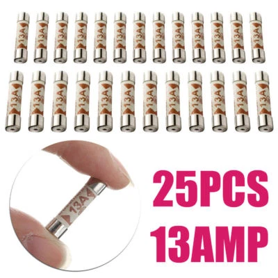 25Pcs 13A Domestic Fuses Plug Top Household Mains 13amp Plug Cartridge Fuse