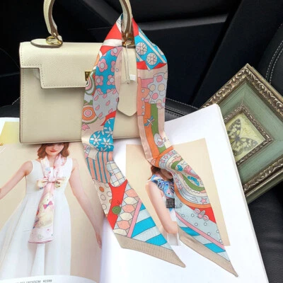 Sallys Sarga Seda Bufanda Cinta Estampado Animales Diadema Delgada Bolso Corbata para el Cuello 85*5 cm Foto 1 de 4