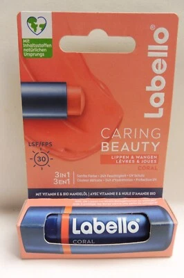 Labello Caring Beauty 3 in1 Lippenpflegestift für Lippen und Wangen - CORAL - Bild 1 von 3