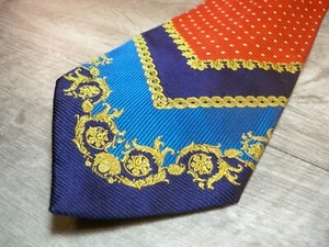 Vintage Gianni Versace Gold Medusa Silk Neck Tie Floral Polka Dot Luxury Great - Bild 1 von 12