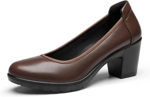 Women Work Pumps Chunky Closed Low Block Heels Comfortable Dress Wedding Shoes - Picture 1 of 17