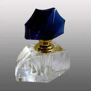 Crystal Parfüm Flakon 3,5" mit Cobalt Bue Stopfen & Glas Dauber - Bild 1 von 8