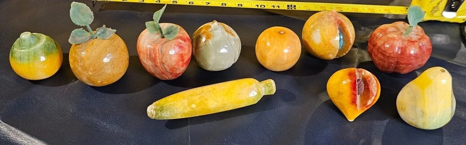 Vintage Italian Alabaster Stone Fruit -Choose: Fruit w/ worm, pits, Pomegranate - Image 1 of 4