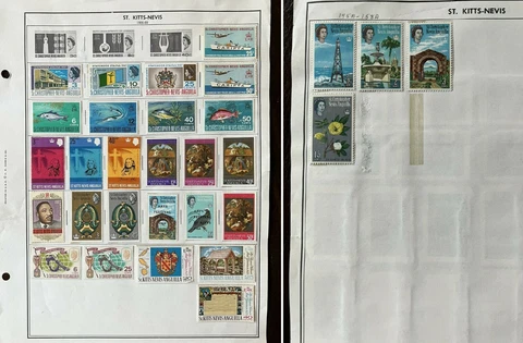1966-69 ST. KITTS-NEVIS MINT STAMPS HARRIS ALBUM PAGE, FISH, QUEEN ELIZABETH II Cover