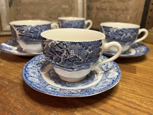 Liberty Blue Staffordshire Historic Colonial Scenes Old North Church 4 Piece Set - Picture 1 of 11