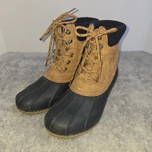 Tommy Hilfiger Botas Pato Mujer 8M Tostado Azul Marino Resistente al Agua Comodidad Clásica - Imagen 1 de 14