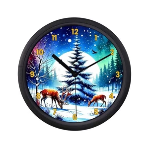 Christmas Holiday Wall Clock, Holiday Winter Decor, Unique Festive Gift - Picture 1 of 3