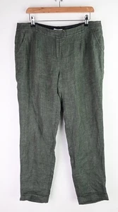 anna thomas cuffed  crop 100% linen pants in moss size UK14 - Picture 1 of 10