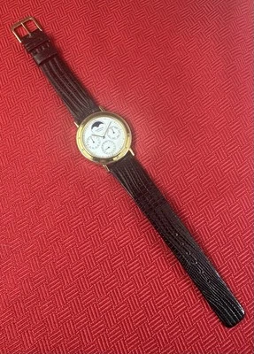 Lassale Seiko Moonphase Quartz Watch 7338-6100 Parts Only No Movement Lizard - Image 1 of 4