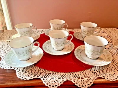 Noritake Juego de 6 Tazas y Platillos de Porcelana de Platos de Sabana (Japón) Foto 1 de 4
