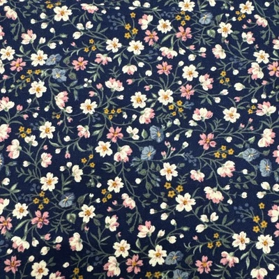 Tela de algodón azul marino Ditzy floral Cottagecore de colección BTHalfY #24 Foto 1 de 4