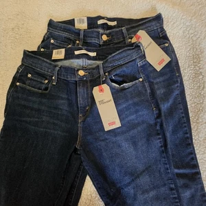1 Levi's 505 Straight Leg Jeans Women's 6 Short Blue Denim Mid Rise Stretch NEW - Picture 1 of 11