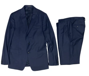 Z Zegna Turati Slim Fit 2 Piece Suit Wool Blue Check Size 52 L - 8 EU | 42 US - Picture 1 of 12