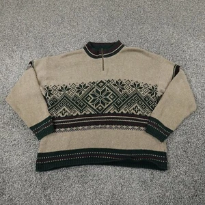 VTG Cabelas Sweater Womens L Brown Green Hunting Nordic Fair Isle Sweatshirt USA - Picture 1 of 14