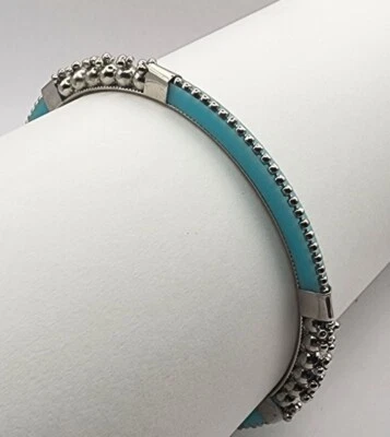 Brazalete Brazalete Bohemio Tono Plata y Turquesa-Azul Foto 1 de 4