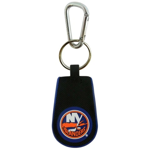 NHL New York Islanders Real Hockey Puck Rubber Keychain with Carabiner Cover